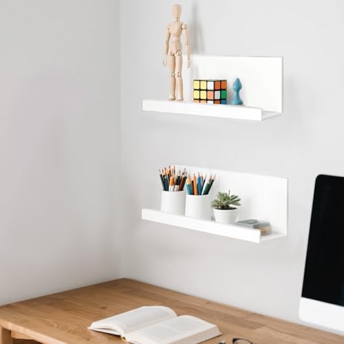 White Floating Shelves No Drilling Acrylic Wall Shelves 2 Pack