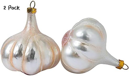 2 Pack 28 Inch Hand Blown Glass Garlic Christmas Ornament