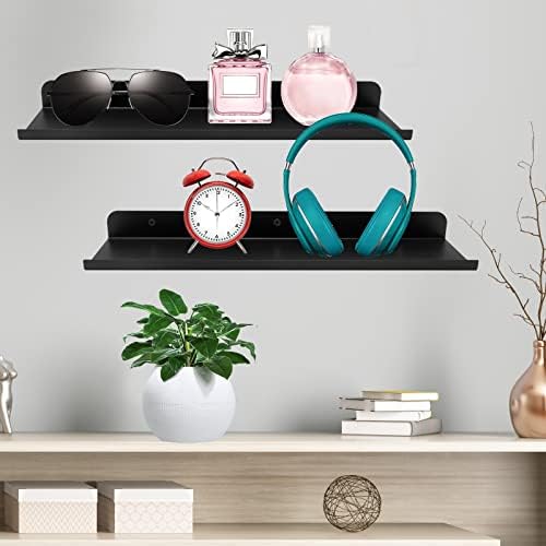 Matte Black Floating Wall Shelf 2 Pack