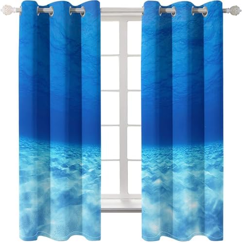 Homxi Seawater Blue Blackout Curtains 2 Panels