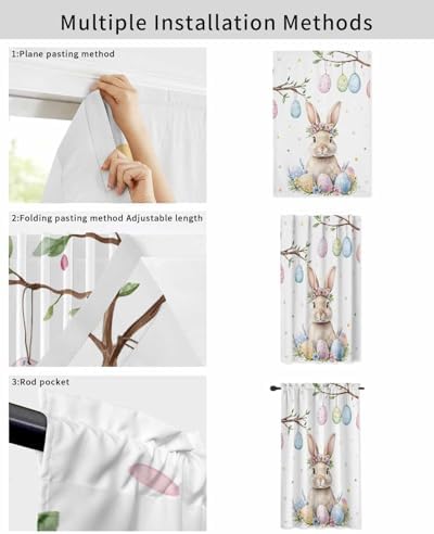 Yomandocix Spring Easter Bunny Self Adhesive Curtains 47x63 Inches