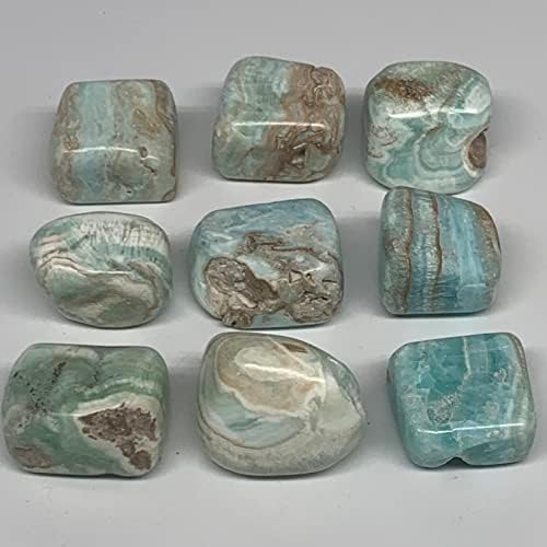 Natural Blue Aragonite Tumbled Stones 9pcs From Afghanistan