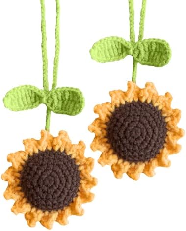 Handmade Crochet Daisy Car Hanging Decor Set
