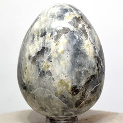 Black Moonstone Egg Indoor Fountain Stone with Stand