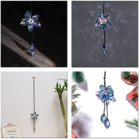 Crystal Flower Rear View Mirror Pendant Car Hanging Ornament Lucky Accessory