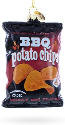 BBQ Potato Chips Bag Blown Glass Christmas Ornament 1