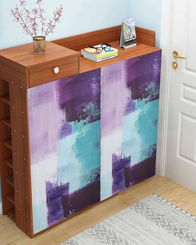 Purple Turquoise Self Adhesive Blackout Curtains 52x84