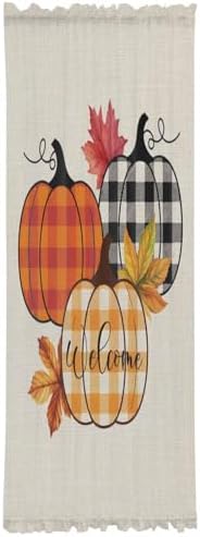 Orange Pumpkins French Door Curtain with Plaid Design