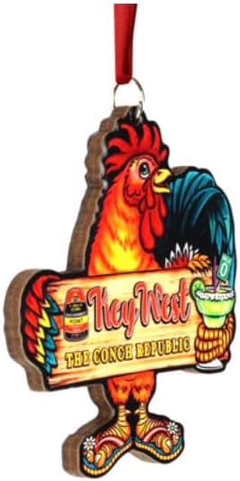 Key West Florida Conch Republic Rooster Christmas Ornament