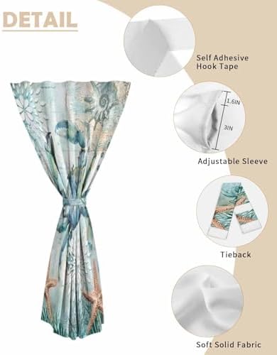 Coastal Crab Self Adhesive Room Darkening Curtains for Windows