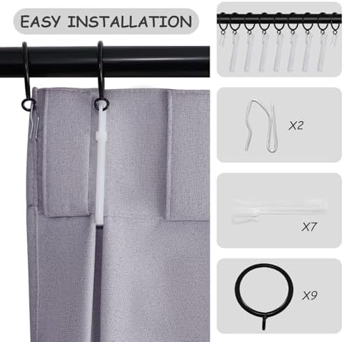 Light Grey Blackout Pinch Pleated Linen Curtains 2 Panels Set