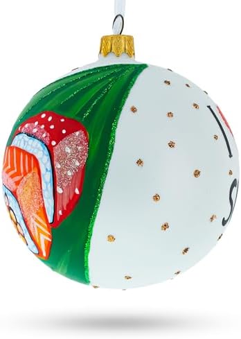 Sushi Lover Glass Ball Christmas Ornament 4 Inches 1