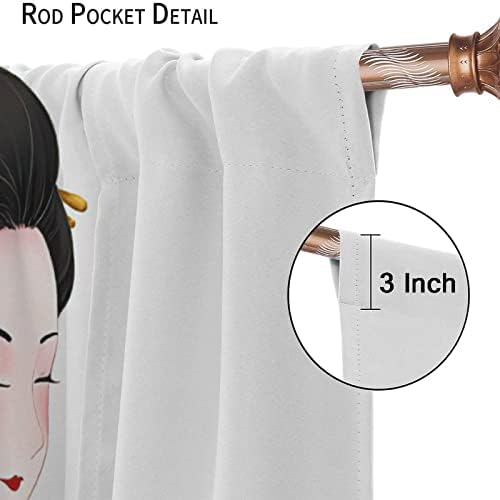 Japanese Curtain Kyoto Geisha Girls Cherry Blossom Window Art Curtain Panels 42x54in