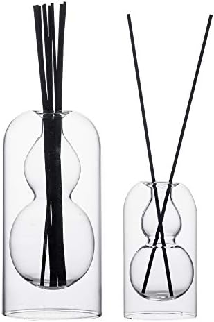 GalDal Empty Glass Fragrance Diffuser Bottles with 16pcs Black Reed Sticks 2pcs Set