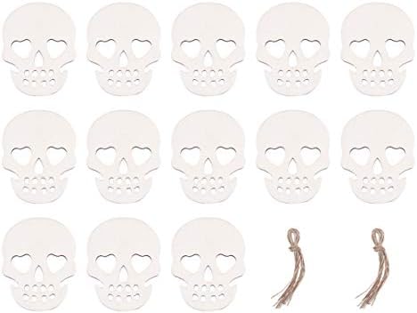 TOYANDONA Halloween Wooden Skull Skeleton Hanging Decorations