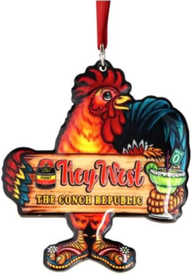 Key West Florida Conch Republic Rooster Christmas Ornament