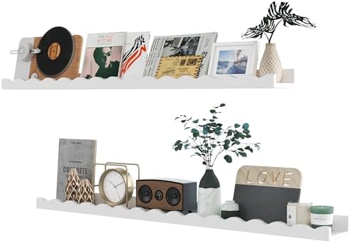 Solid Bamboo Floating Shelves Set of 2 White 48 Inch