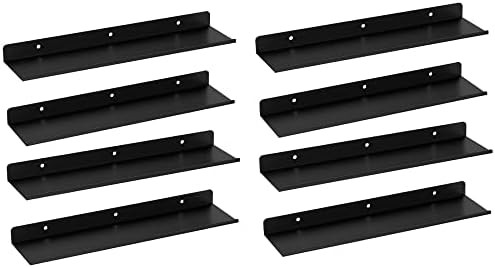 SlimmKISS Set of 8 Matte Black Floating Shelves Wall Mount