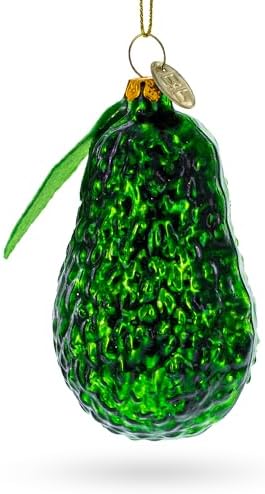 Avocado Leaf Glass Christmas Ornament