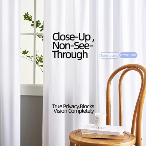 Sheer Privacy Curtains 95 Inch Length 2 Panels White Silky-Soft Tencel Velvet