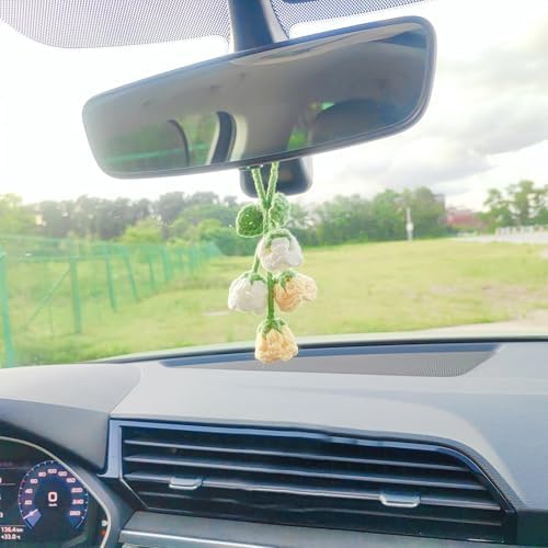Lily of The Valley Flower Car Mirror Hanging Accessory Yellow White