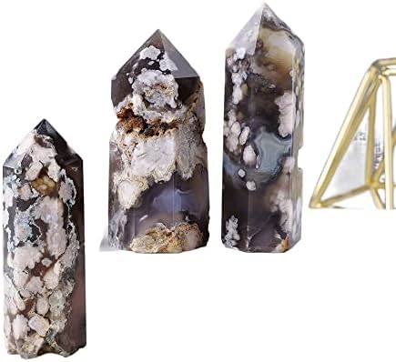 Black Sakura Agate Home Decor Crystal Obelisk