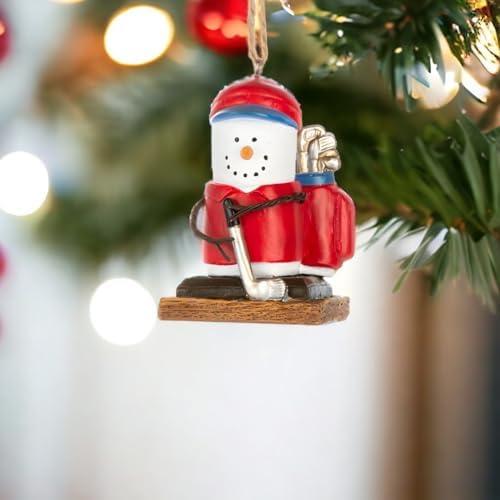 Ganz Smores Golf Ornament - Snowman Golfer Red Blue