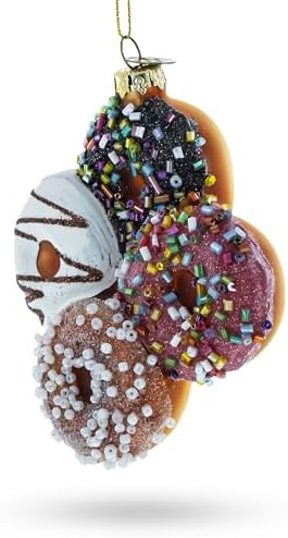 Festively Decorated Donut Glass Christmas Ornament