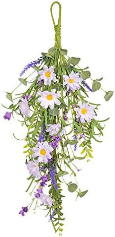 Artificial Daisy Teardrop Wreath for Front Door