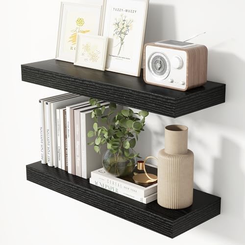 24 Inch Floating Shelves Set of 2 Black Wall Mount