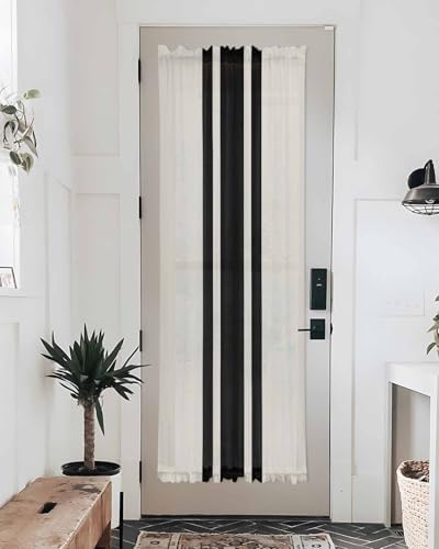 Farm Simple Geometric Black Stripes French Door Curtain Panel