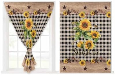 Sunflower Plaid Self Adhesive Portable Curtains for Windows