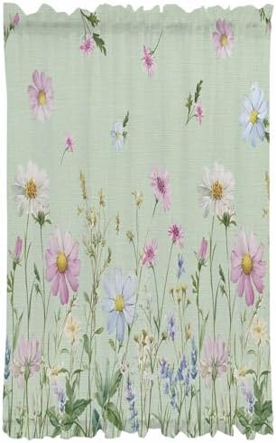Flower Green French Door Curtain with Tieback