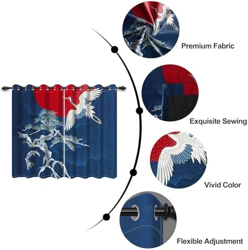 Umpoo Japanese Style Blackout Curtains 2 Panel Set 52x72 Inch