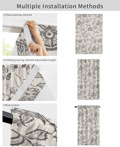 Yomandocix Spring Floral Self Adhesive Curtains 47x84 Inches