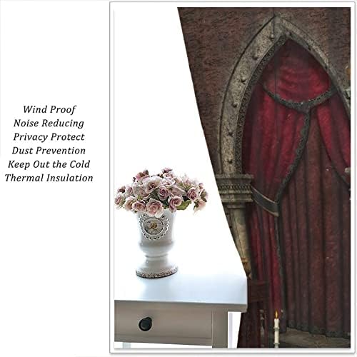 Gothic Curtains 2 Panel Set 42x45 Black Red