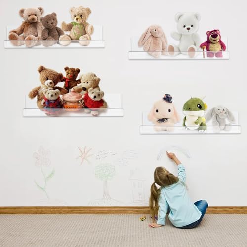 4 Pack Clear Acrylic Floating Shelves for Wall