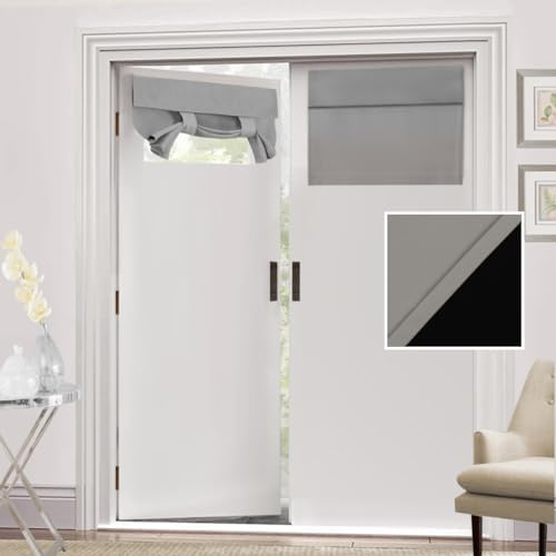 HVERSAILTEX Blackout French Door Curtain Panel - Dove Grey 26x20 Inches
