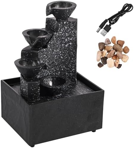 Tabletop Waterfall Decor with Soft Lights and Flowing Water