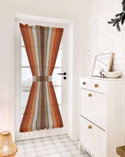 Orange Brown French Door Curtain with Tieback