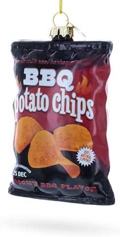 BBQ Potato Chips Bag Blown Glass Christmas Ornament 1