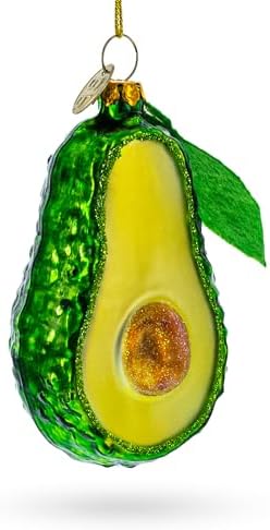 Avocado Leaf Glass Christmas Ornament