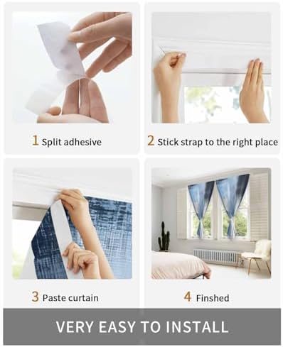 Abstract Blue Self Adhesive Portable Curtains for Windows