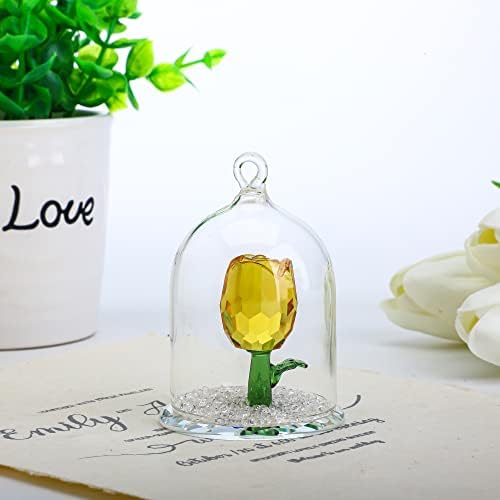 HD Crystal Rose Glass Hanging Decor Ornament