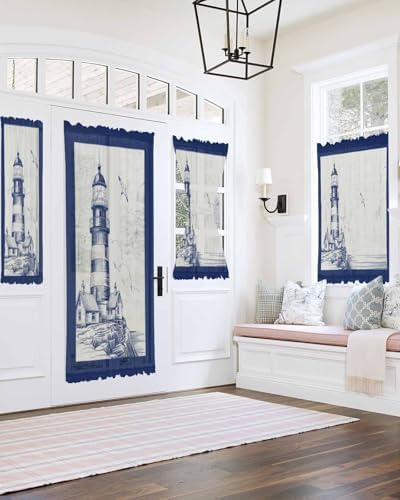 Nautical Lighthouse Curtains for French Doors