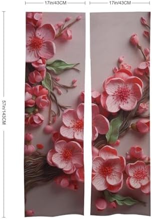 Japanese Noren Door Curtain with Leaves 34x57 Inch Split Drape