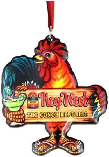 Key West Florida Conch Republic Rooster Christmas Ornament