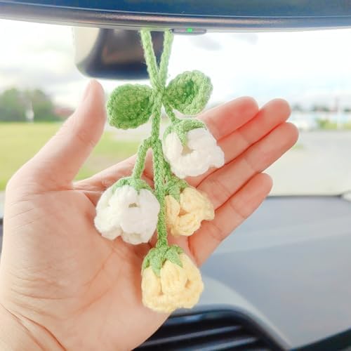 Lily of The Valley Flower Car Mirror Hanging Accessory Yellow White