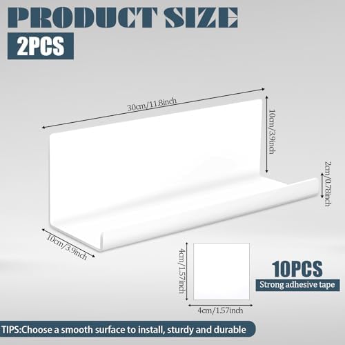 White Floating Shelves No Drilling Acrylic Wall Shelves 2 Pack