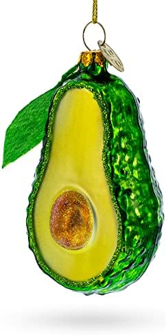 Avocado Leaf Glass Christmas Ornament